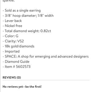 Maria tash eternity diamond hoop 3/8”